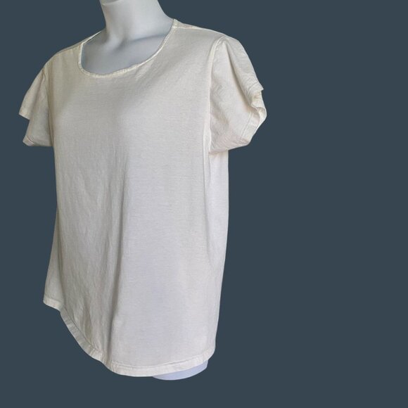 Chico's Design White Short Sleeve Cotton Shirt Size M/L - Picture 3 of 7